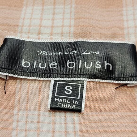 Blue Blush Women's Small Peach Plaid Pleated School Girl Mini Skirt - Picture 4 of 6